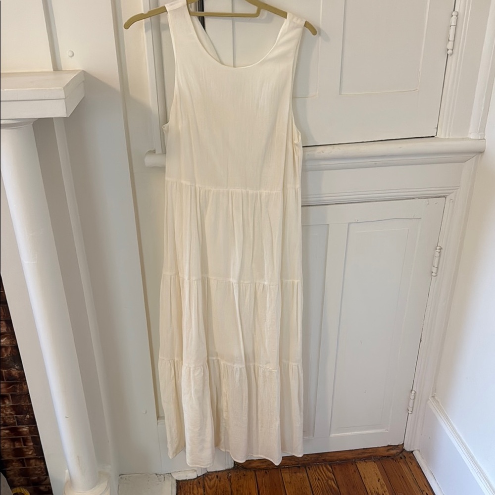 A New Day Cream Tiered Maxi Sundress nwt